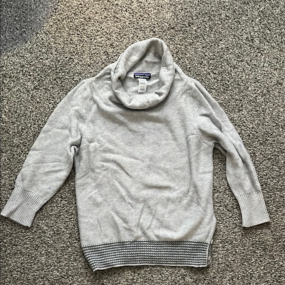Patagonia Light Gray Cowl Neck Sweater